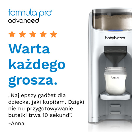 Ekspres do mleka Baby Brezza Formula Pro Advanced All White + GRATIS lejek + pokrywa