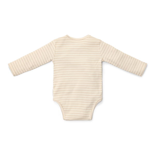 Little Dutch Body kopertowe z długim rękawem Soft Beige Stripe -  68