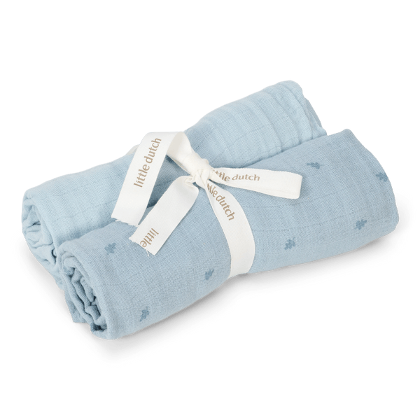 Little Dutch Otulacze muślinowe 70 x 70 cm (2 szt.) Pure Denim Blue