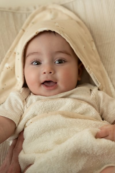 Little Dutch Bawełniany ręcznik z kapturem Little Goose 75 x 75 cm