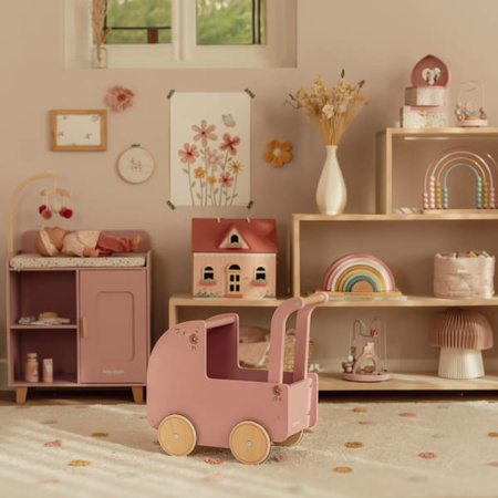 Little Dutch Drewniany wózek dla lalek z pościelą FSC LD7096