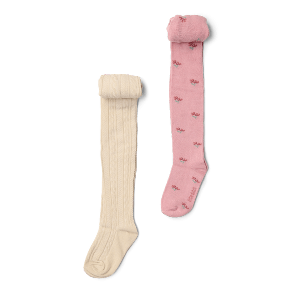 Little Dutch Rajstopy 2-pak Sand/Velvet Rose - 86/92
