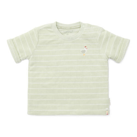 Little Dutch T-shirt frotte z krótkim rękawem Farm Green Stripes - 92 CL24021021