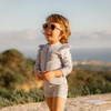 Little Dutch Swimsuit z długim rękawem Sunny Flowers Blue - 98/104