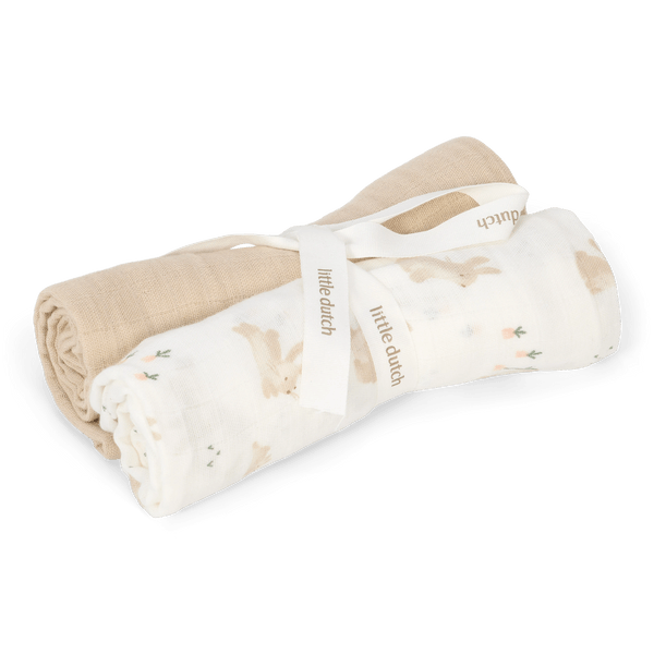 Little Dutch Otulacze muślinowe 70 x 70 cm (2 szt.) Baby Bunny