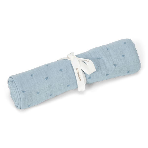 Little Dutch Otulacz muślinowy 120 x 120 cm Pure Denim Blue