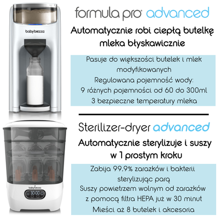Ekspres do mleka Baby Brezza Formula Pro Advanced All White + GRATIS lejek + pokrywa
