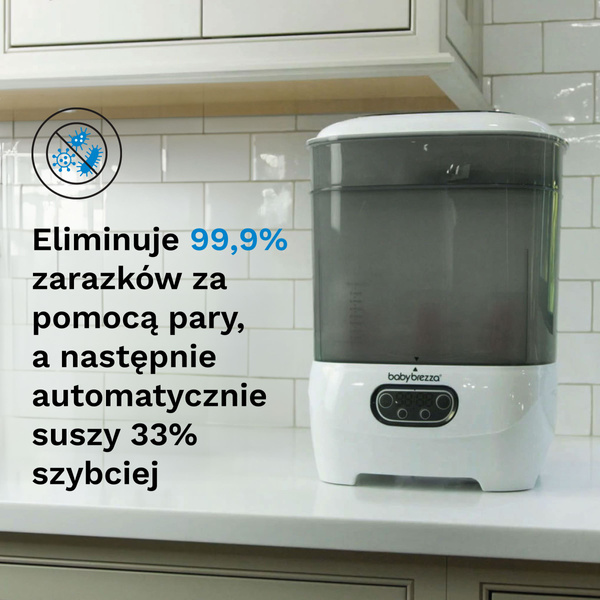 TANIEJ W ZESTAWIE: Ekspres do mleka Baby Brezza Formula Pro Advanced + Sterilizer Dryer Advanced All White