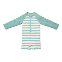 Little Dutch Swimsuit z długim rękawem Stripes Surf Blue - 98/104