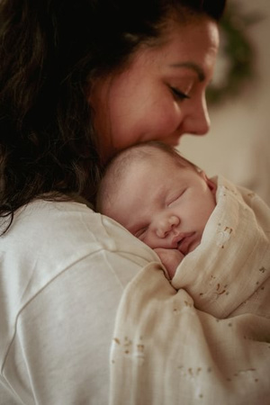 Little Dutch Otulacz muślinowy 120x120 cm Blueberry Leaves