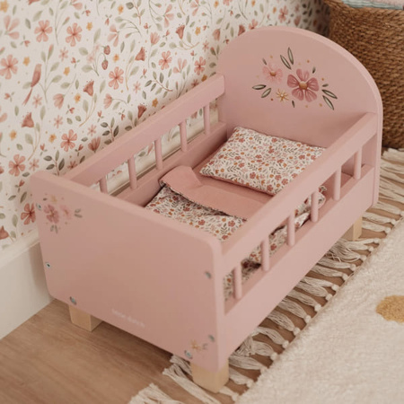 Little Dutch Drewniane łóżeczko dla lalek z pościelą FSC LD7097