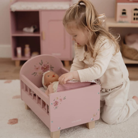 Little Dutch Drewniane łóżeczko dla lalek z pościelą FSC LD7097