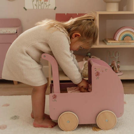 Little Dutch Drewniany wózek dla lalek z pościelą FSC LD7096