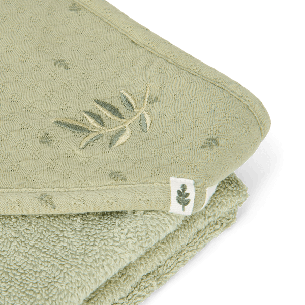 Little Dutch Bawełniany ręcznik z kapturem Pure Sage 75 x 75 cm