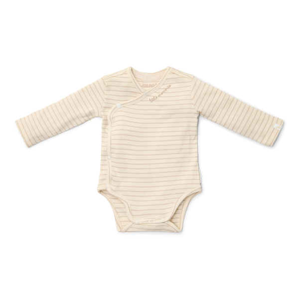 Little Dutch Body kopertowe z długim rękawem Soft Beige Stripe -  74