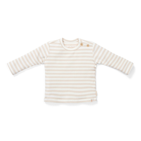 Little Dutch T-shirt z długim rękawem Stripe Sand/White - 68cm CL24221017