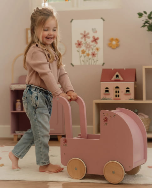 Little Dutch Drewniany wózek dla lalek z pościelą FSC Uszkodzone opakowanie