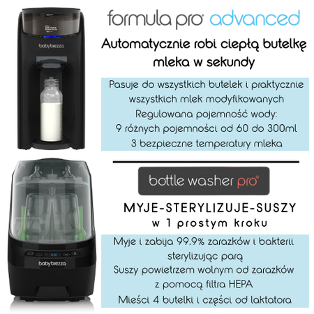 Ekspres do mleka Baby Brezza Formula Pro Advanced All Black + GRATIS lejek + pokrywa