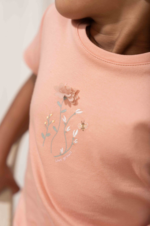 Little Dutch T-shirt z krótkim rękawem Flower Pink - 98 CL24021124