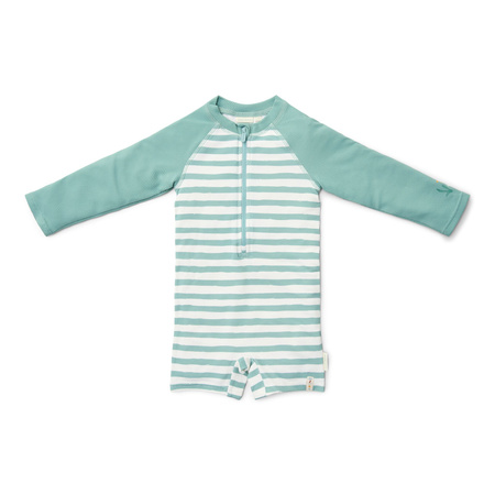 Little Dutch Swimsuit z długim rękawem Stripes Surf Blue - 98/104
