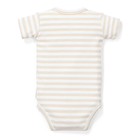 Little Dutch Body z krótkim rękawem Stripe Sand/White - 62cm CL24220010