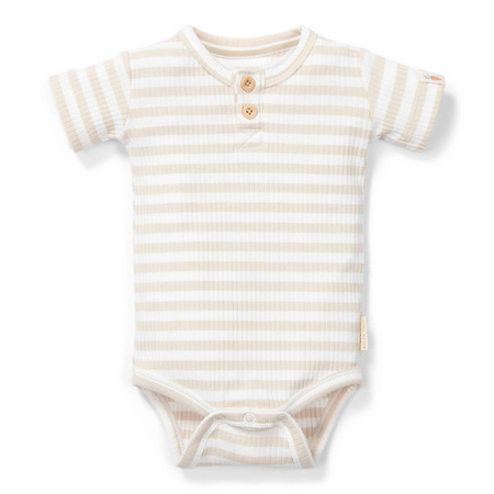 Little Dutch Body z krótkim rękawem Stripe Sand/White - 62cm CL24220010