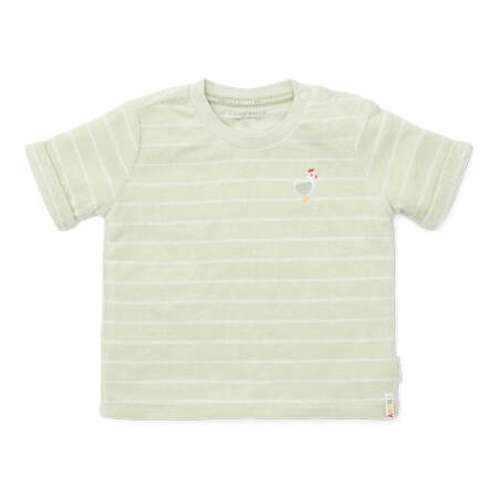 Little Dutch T-shirt frotte z krótkim rękawem Farm Green Stripes - 92 CL24021021